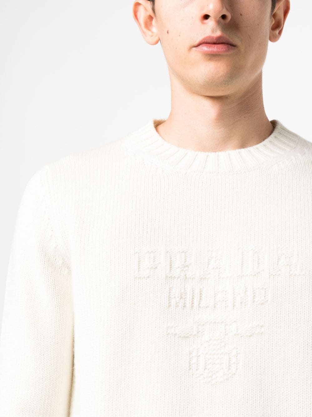 Prada Logo-embroidered Jumper In White