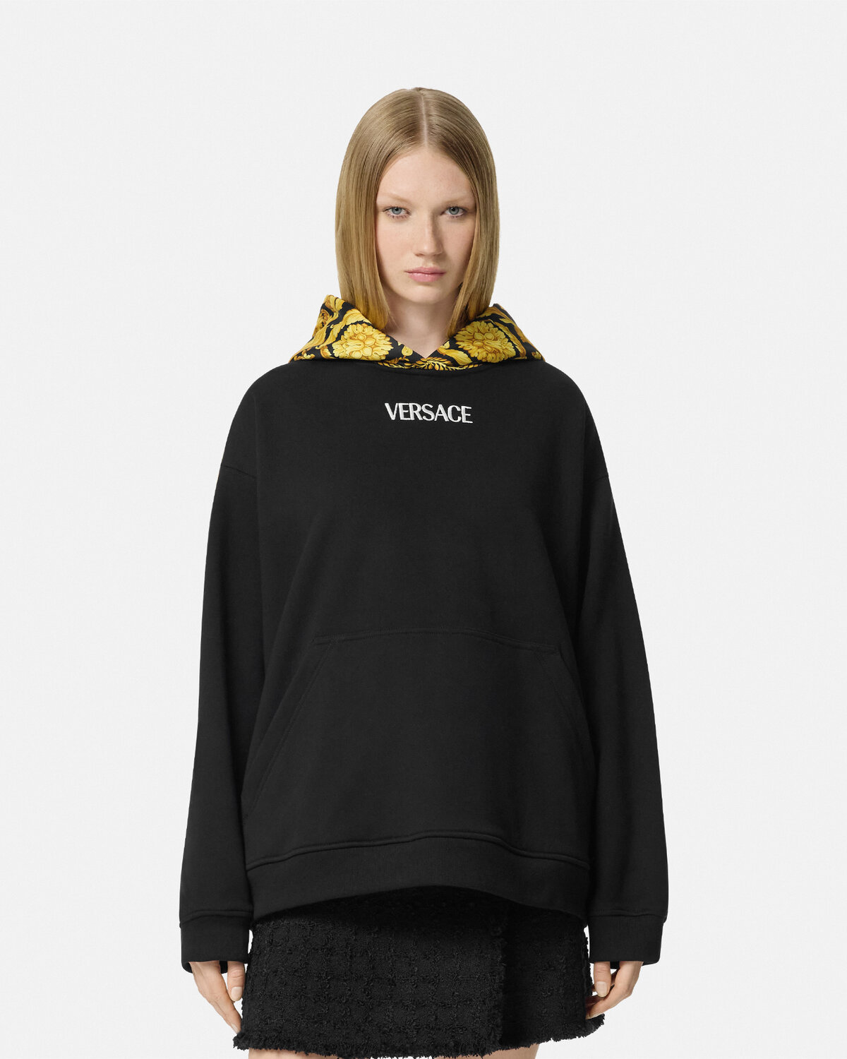 Versace Women's Heritage Logo Embroidery Sweatshirt In Black