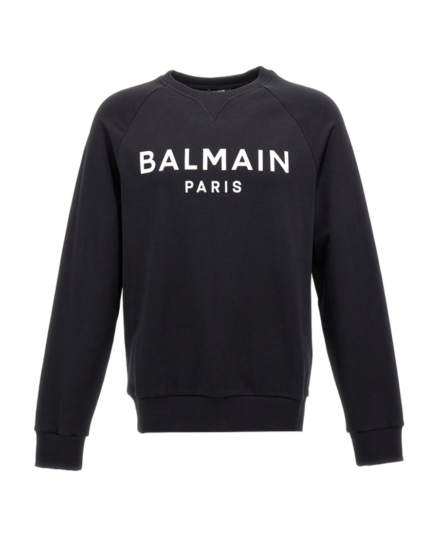 Balmain Logo Printed Cotton Sweatshirt In Black