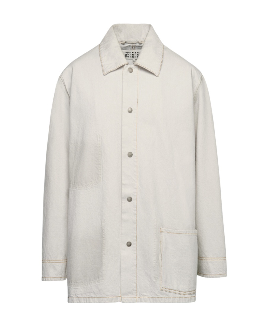 Maison Margiela Man Denim Outerwear Light Grey Size 42 Cotton In White
