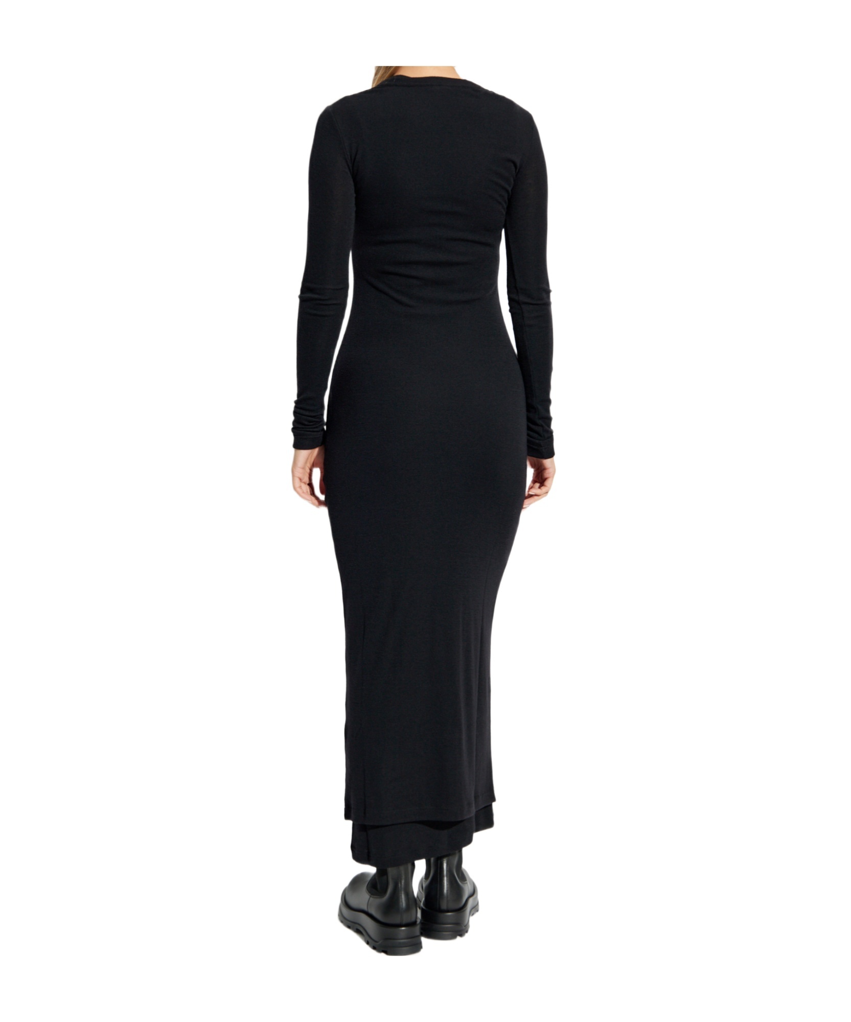Shop Jil Sander Layered Wool Dress In Black