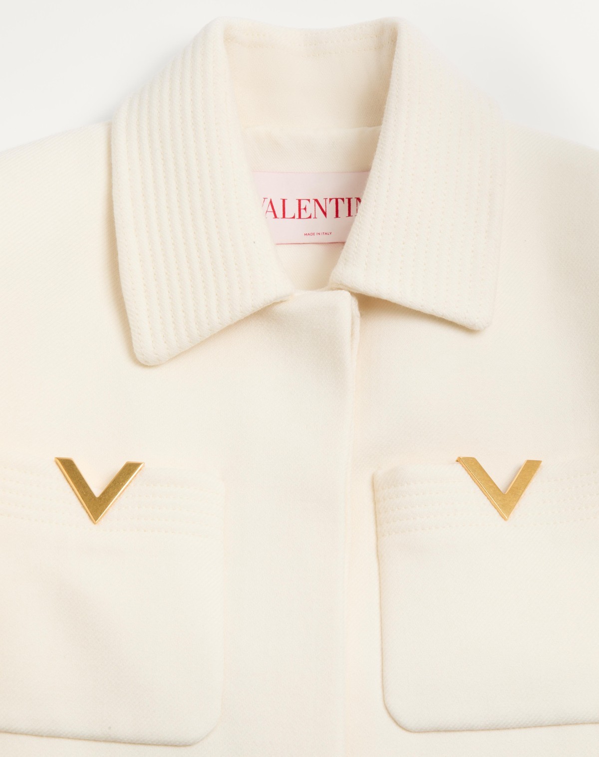 Valentino Mantel Aus Drill Double Frau Elfenbein 50 In White