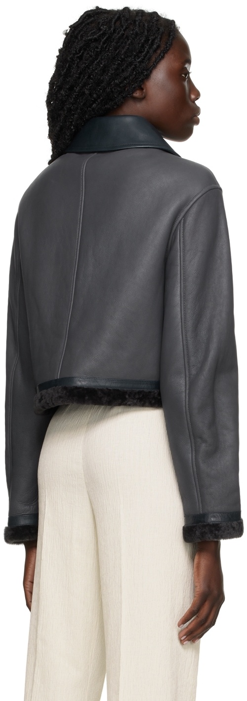 Jil Sander Shearling-trimmed Leather Jacket In Black
