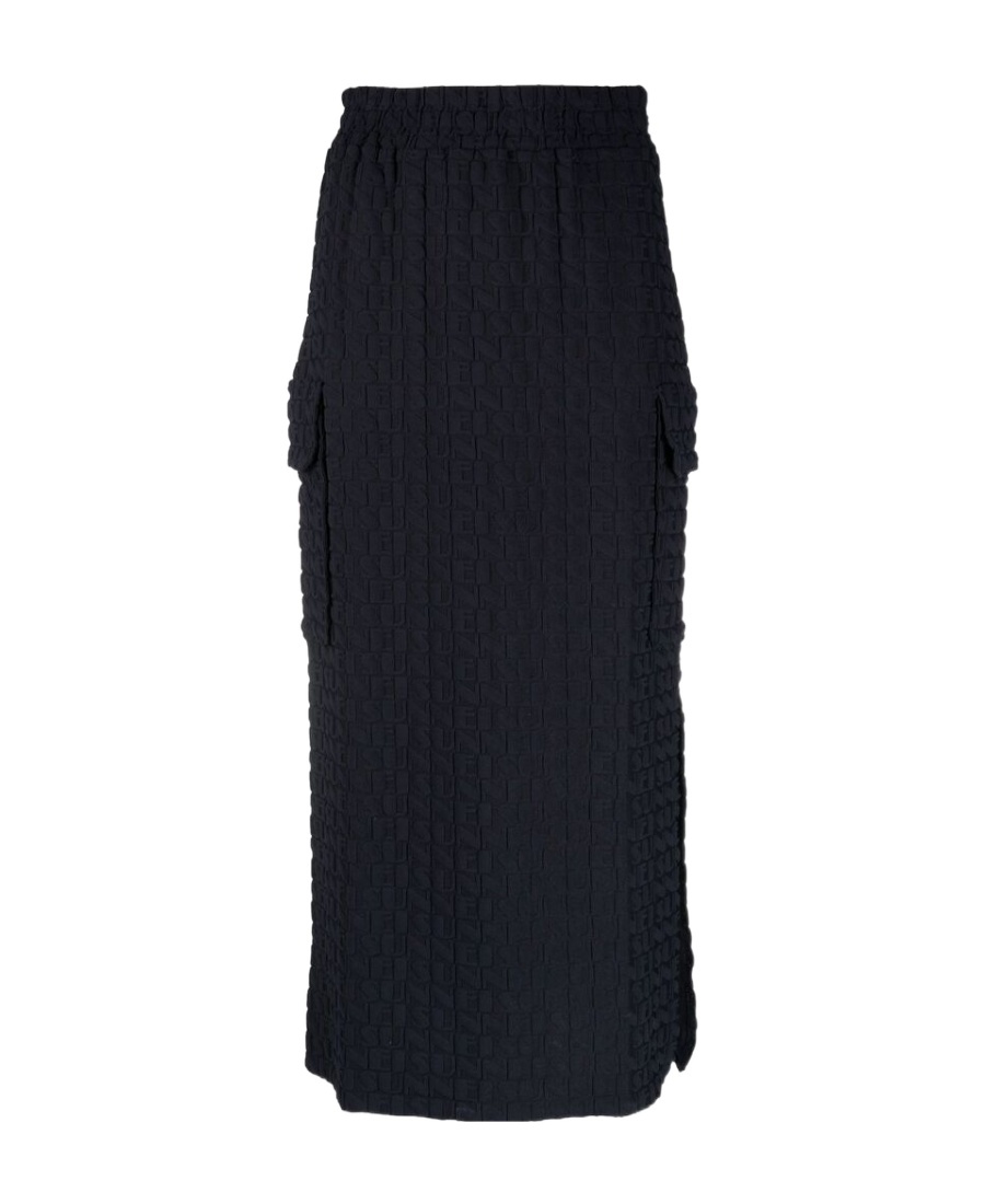 Sunnei Navy Overlapped Midi Skirt In Black