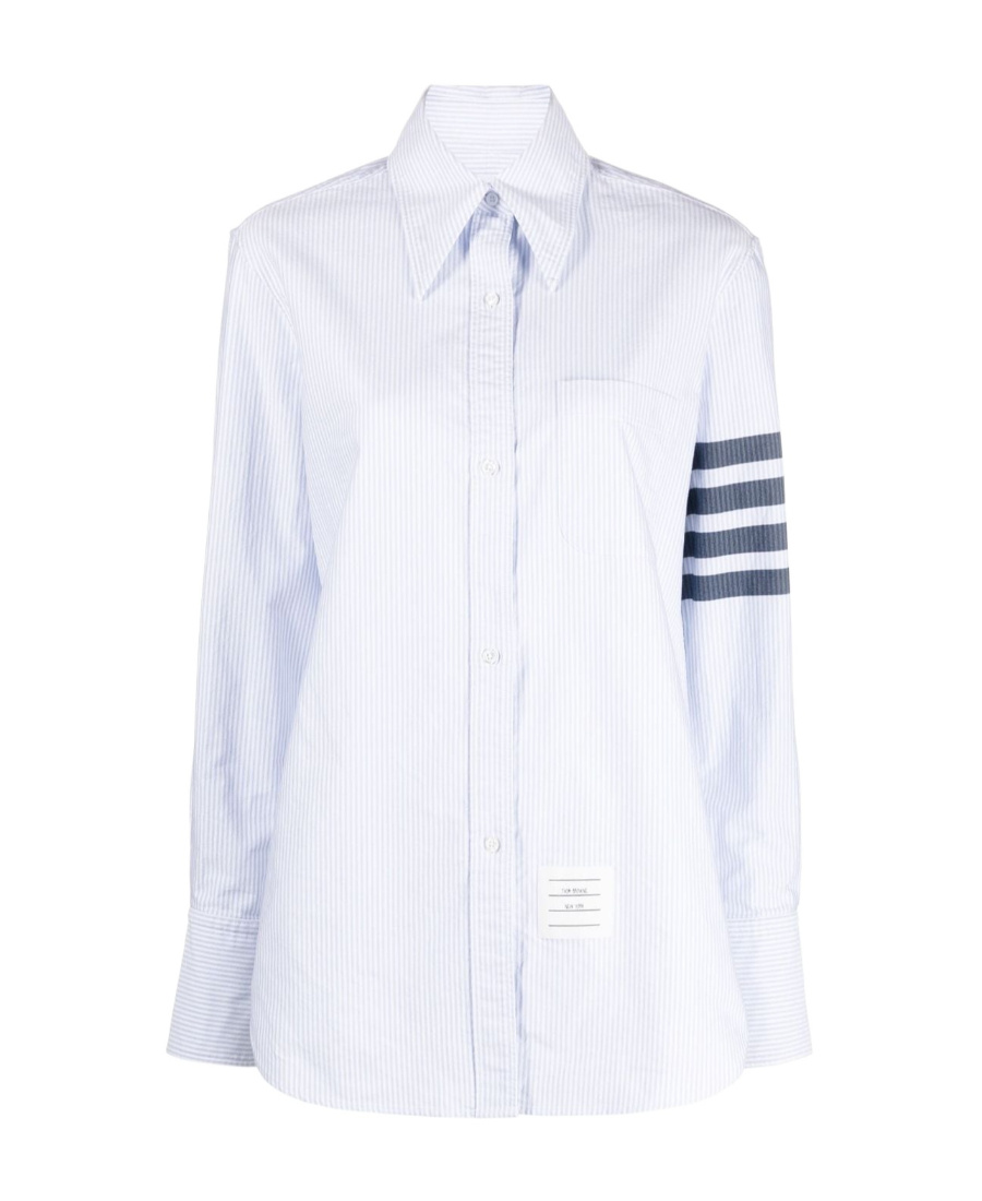 Thom Browne Camicia 4-bar A Righe In Blue