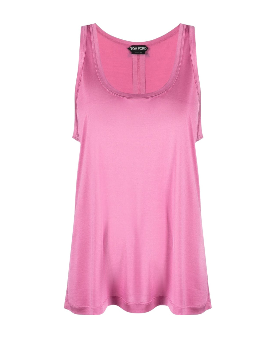 Tom Ford Logo-patch Silk Tank Top In Pink