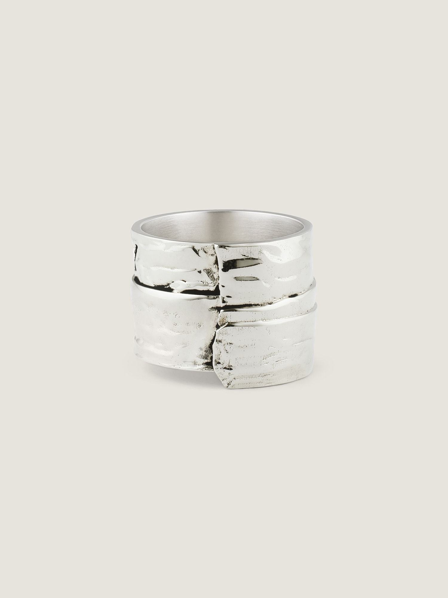 Givenchy Tape Ring In Metal And Enamel In Gray