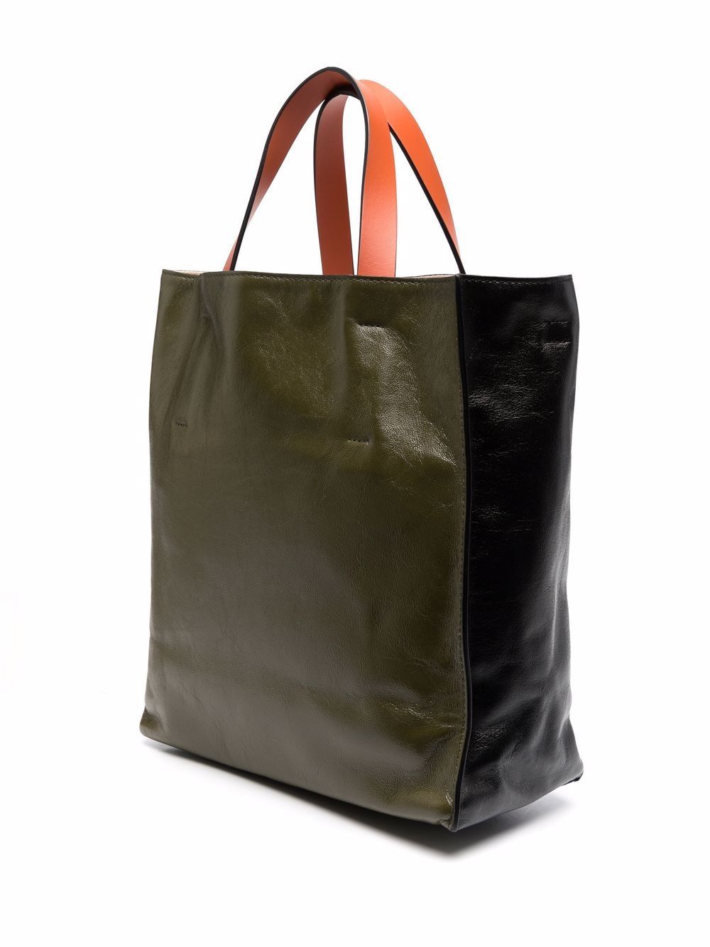 Marni Colourblock Leather Tote Bag In Black