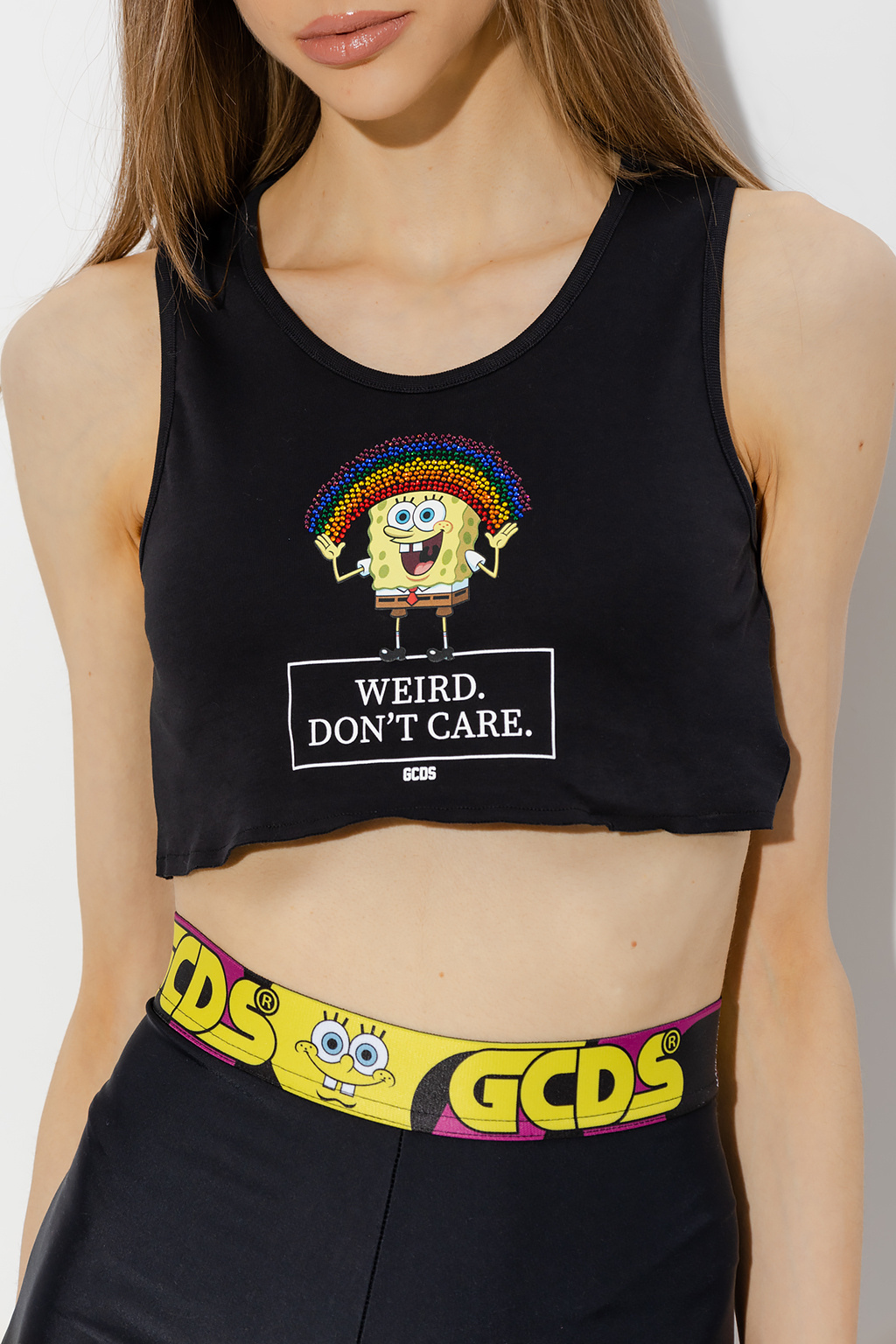 Gcds Graphic-print Cropped Vest In Black