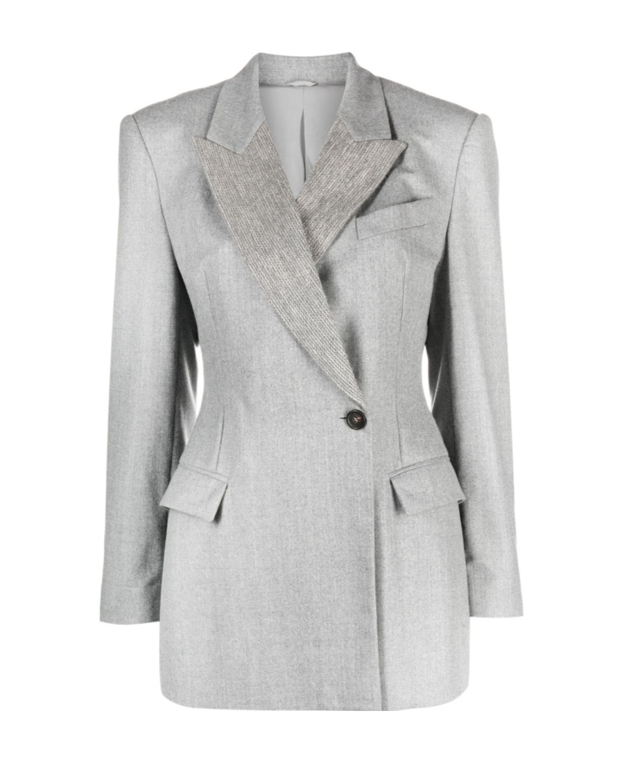 Brunello Cucinelli Single-breasted Button-fastening Blazer In Gray