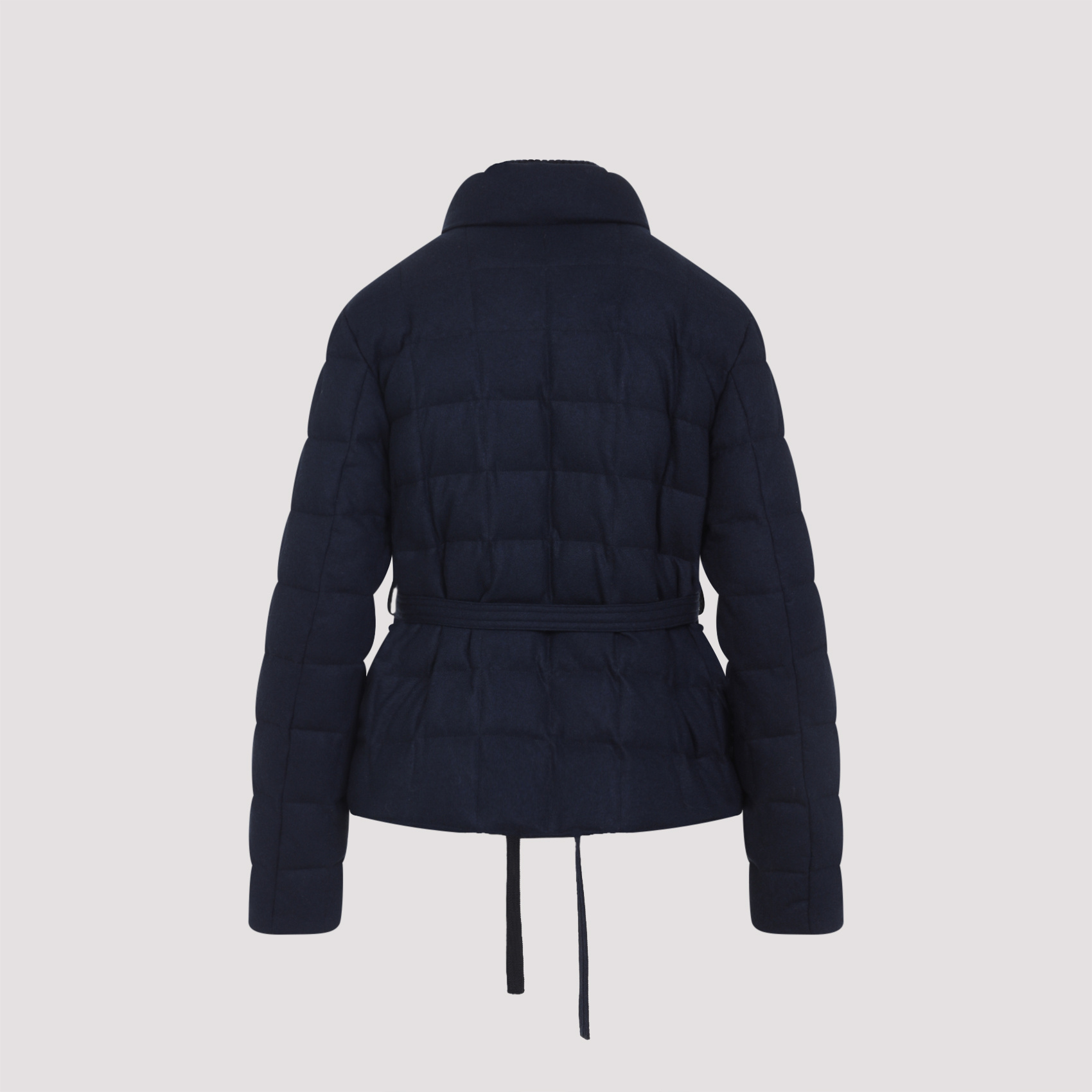 Moncler Quilted High Collar Jacket With Button Accents In Blue