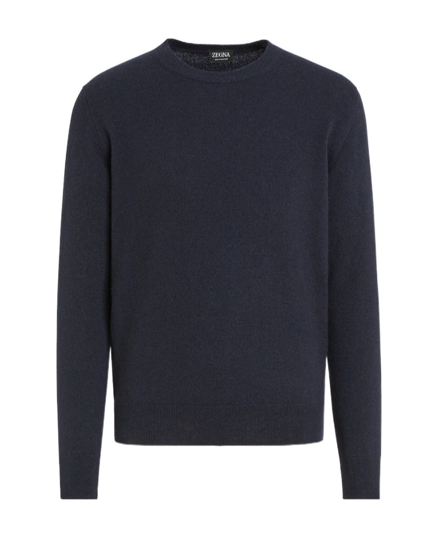 Zegna Oasi Cashmere Round Neck Sweater In Black