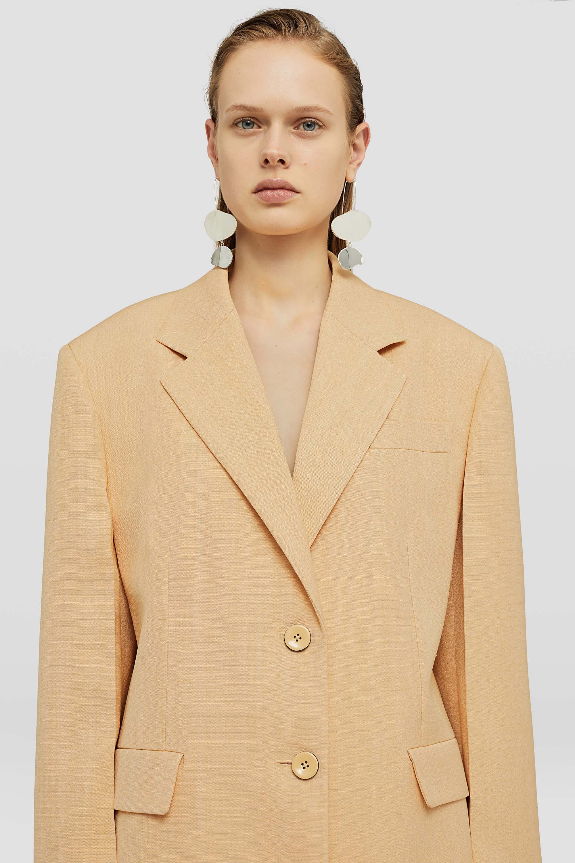 Jil Sander Single-breasted Crepe Blazer In Nude