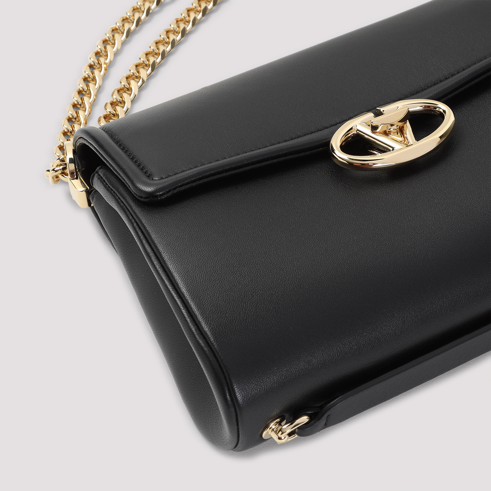 Valentino Vlogo The Bold Leather Medium Bag In Black