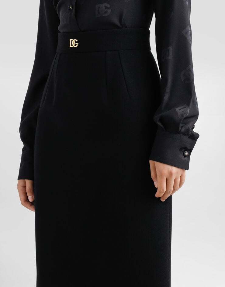 Dolce & Gabbana Black Wool Pencil Midi Skirt In Black