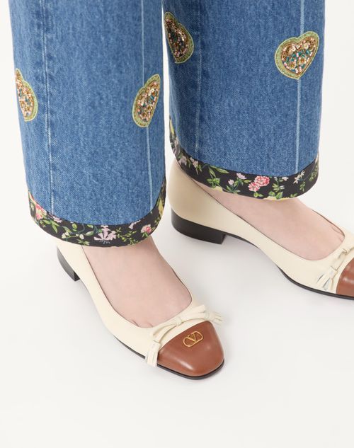 Valentino Garavani Valet Du Roi Kidskin Ballerina 25mm Woman Butter/tobacco 42 In Neutral