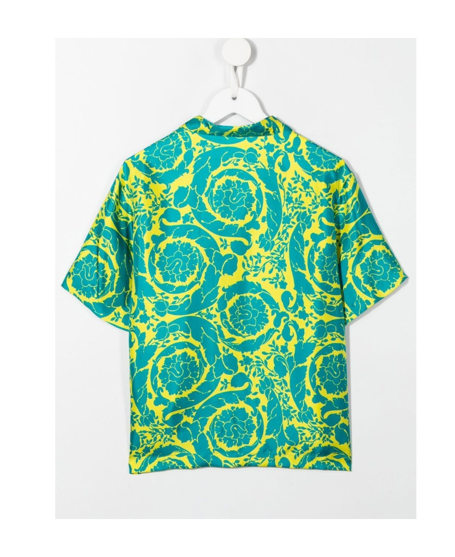 Versace Tie-dye Short-sleeve Shirt In Green