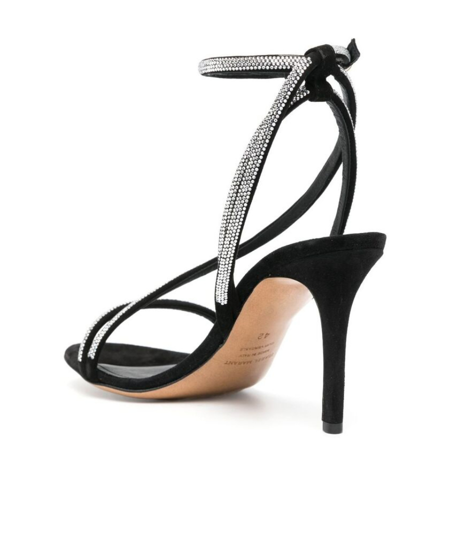Isabel Marant 100mm Crystal Embellished Strappy Sandals In Black