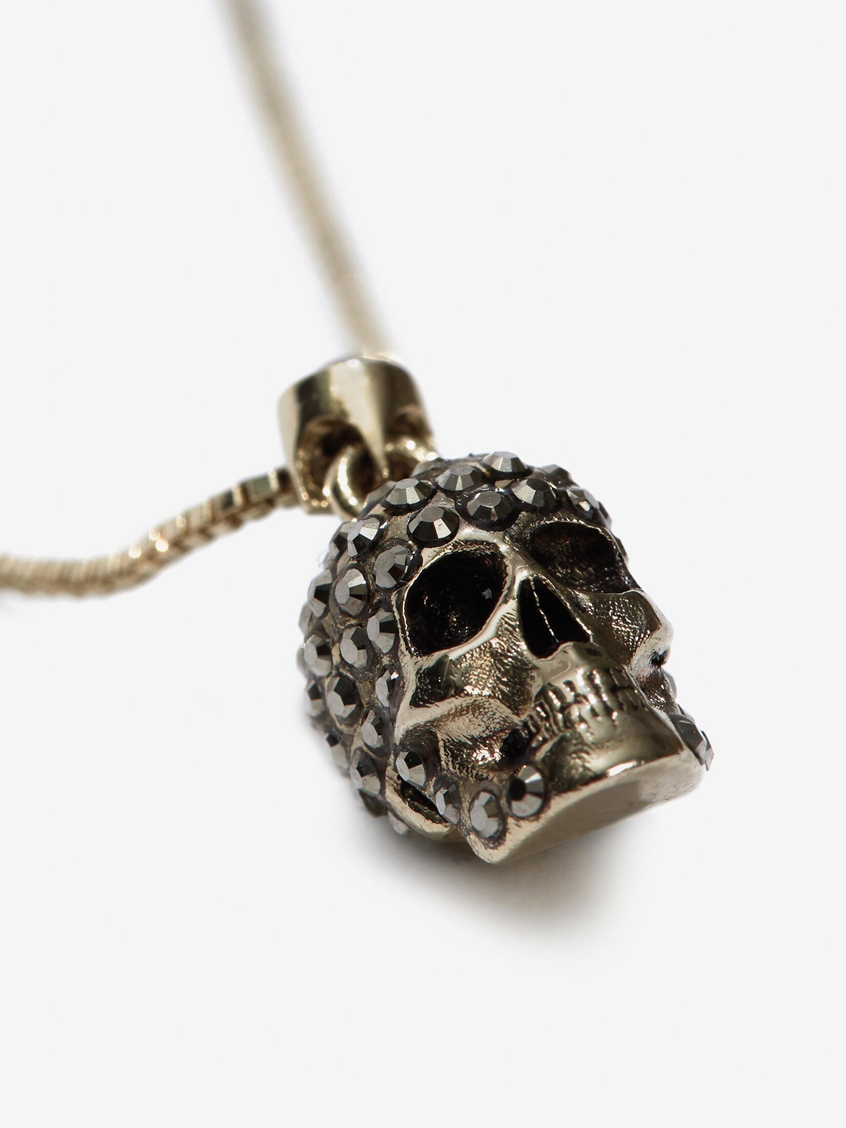 Alexander Mcqueen Pave Skull Necklace In Yellow