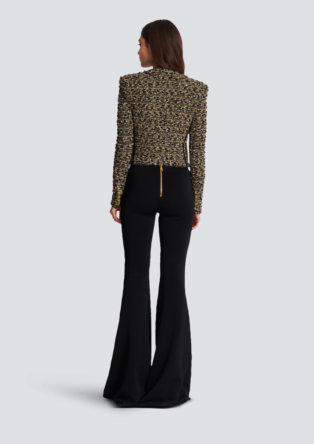 BALMAIN CROPPED LUREX TWEED JACKET