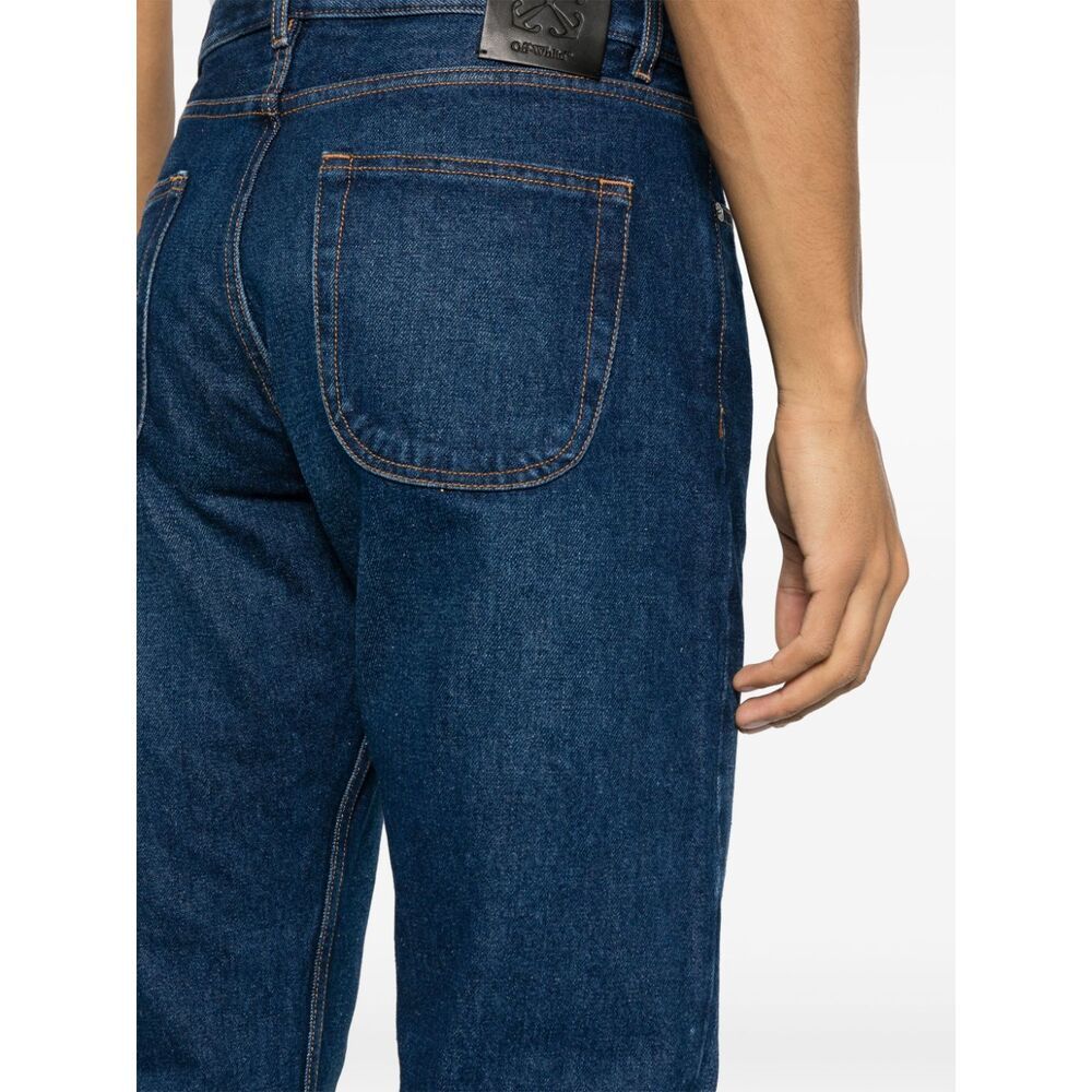 Off-white Arr Tab Zip Det Skate Wide-leg Jeans In Blue
