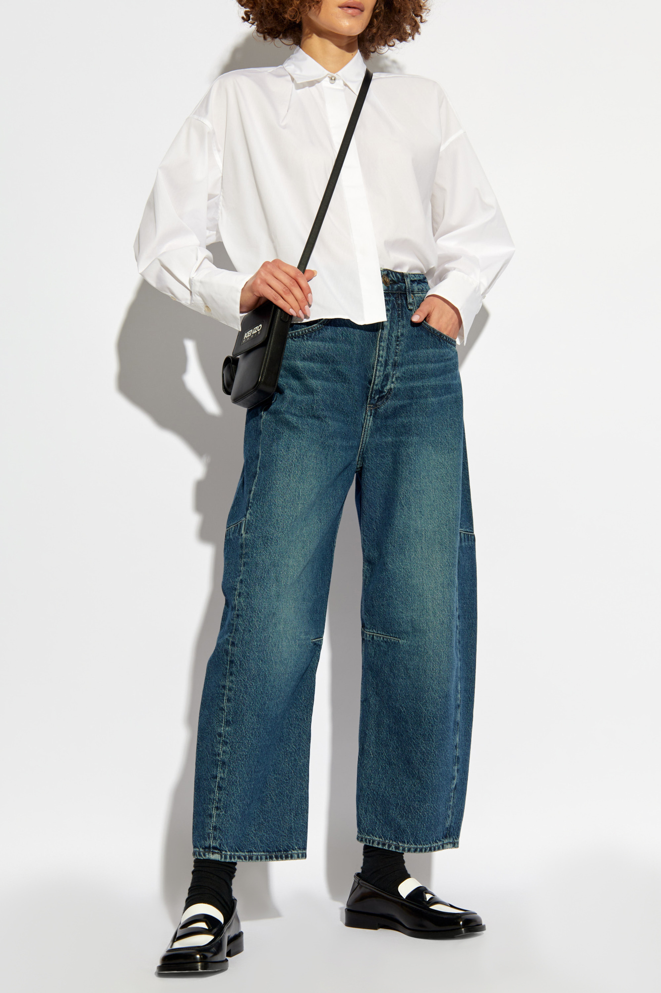 Shop Rag & Bone High-rise Cropped Cotton Jeans In Blue