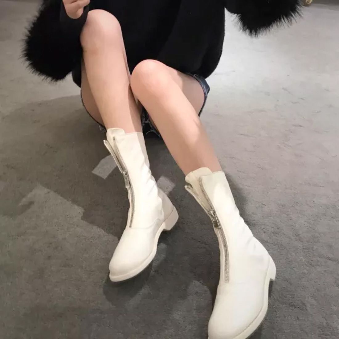 Guidi 310 Front Zipper Boots In White