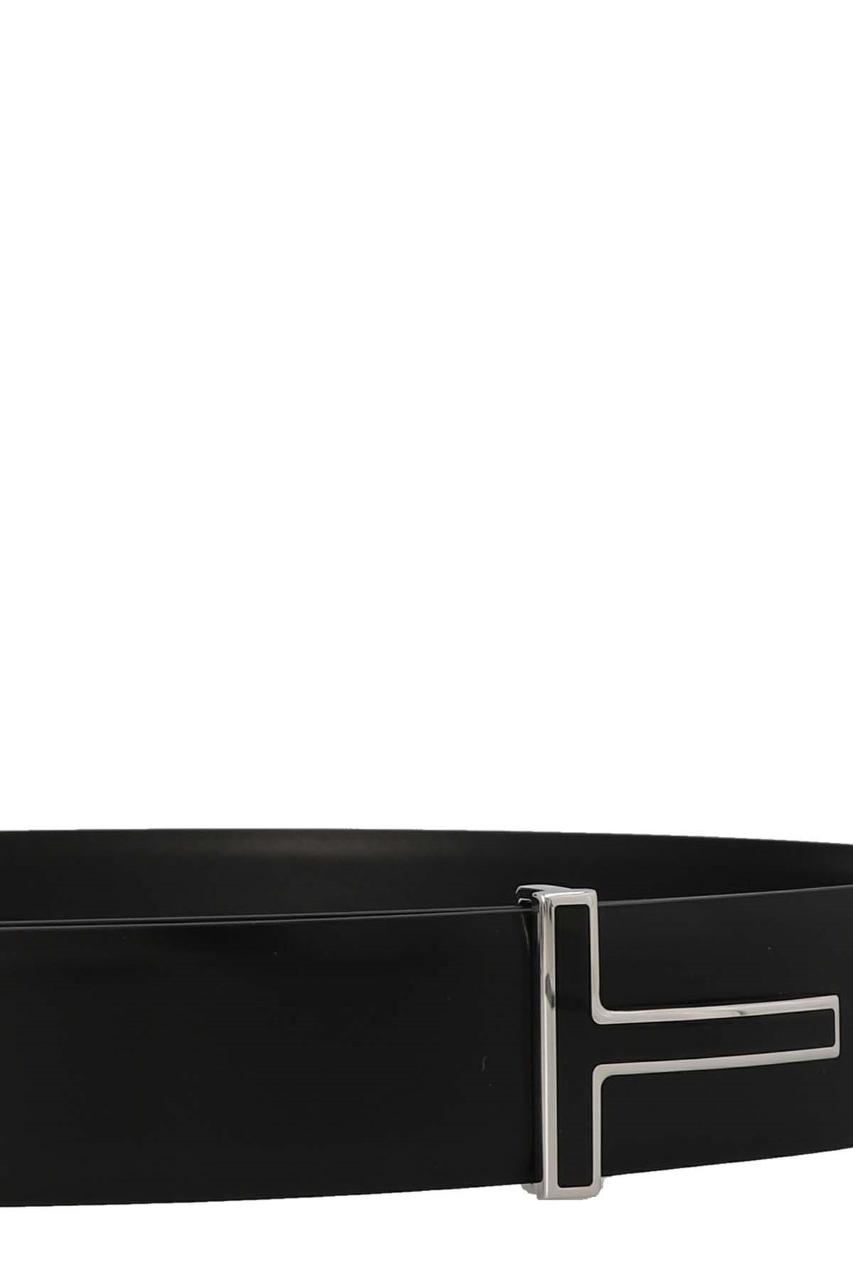 Tom Ford Reversible Logo Leather Belt In Black