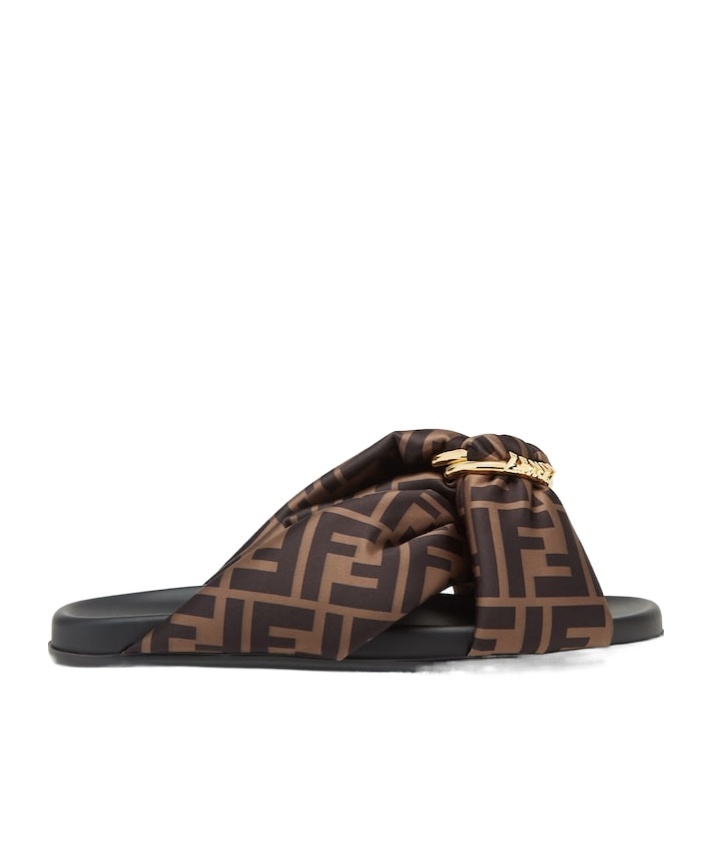 Fendi Feel Slides With Double-band And D-ring Buckle In Black