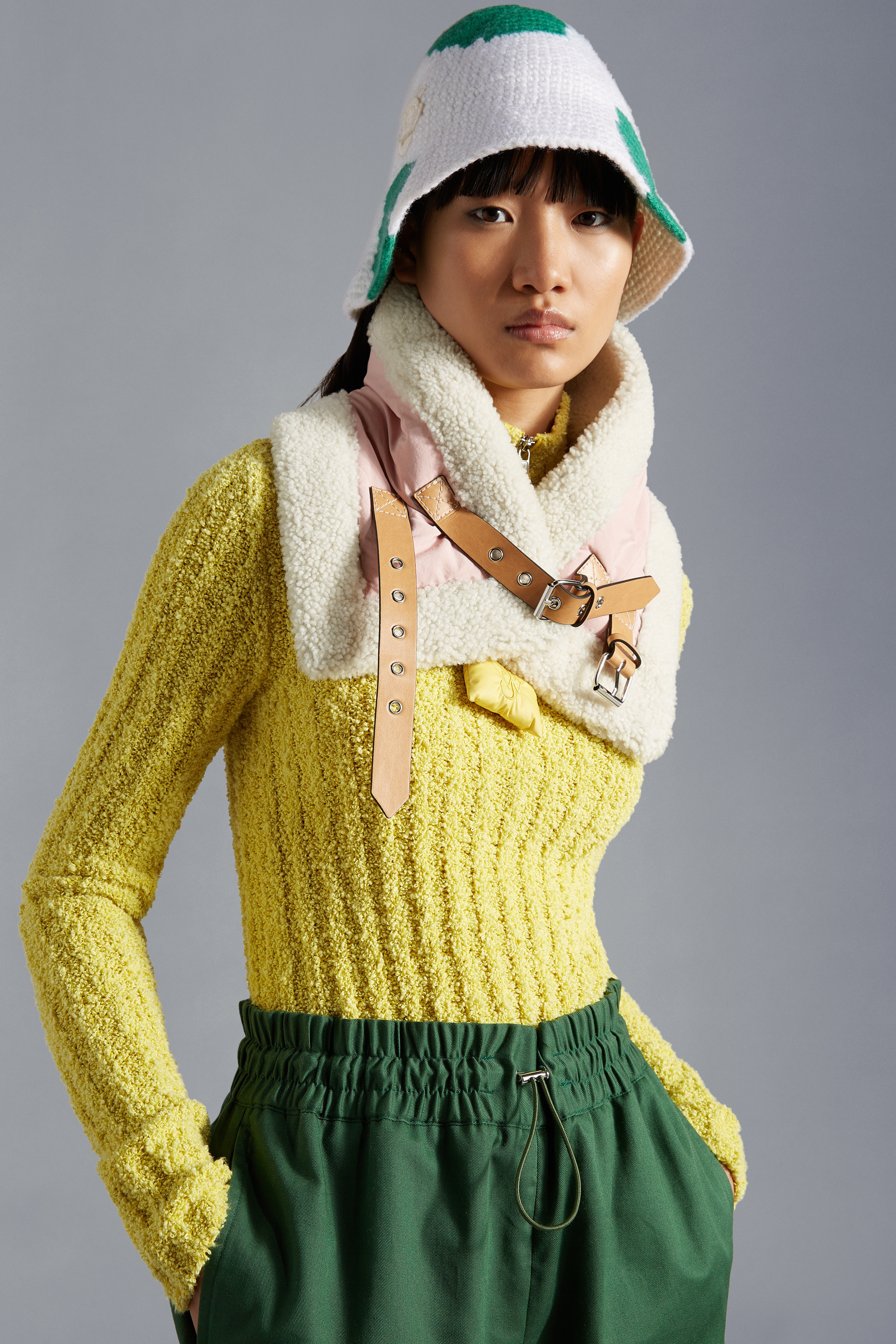 Moncler Logo Crochet Hat In White