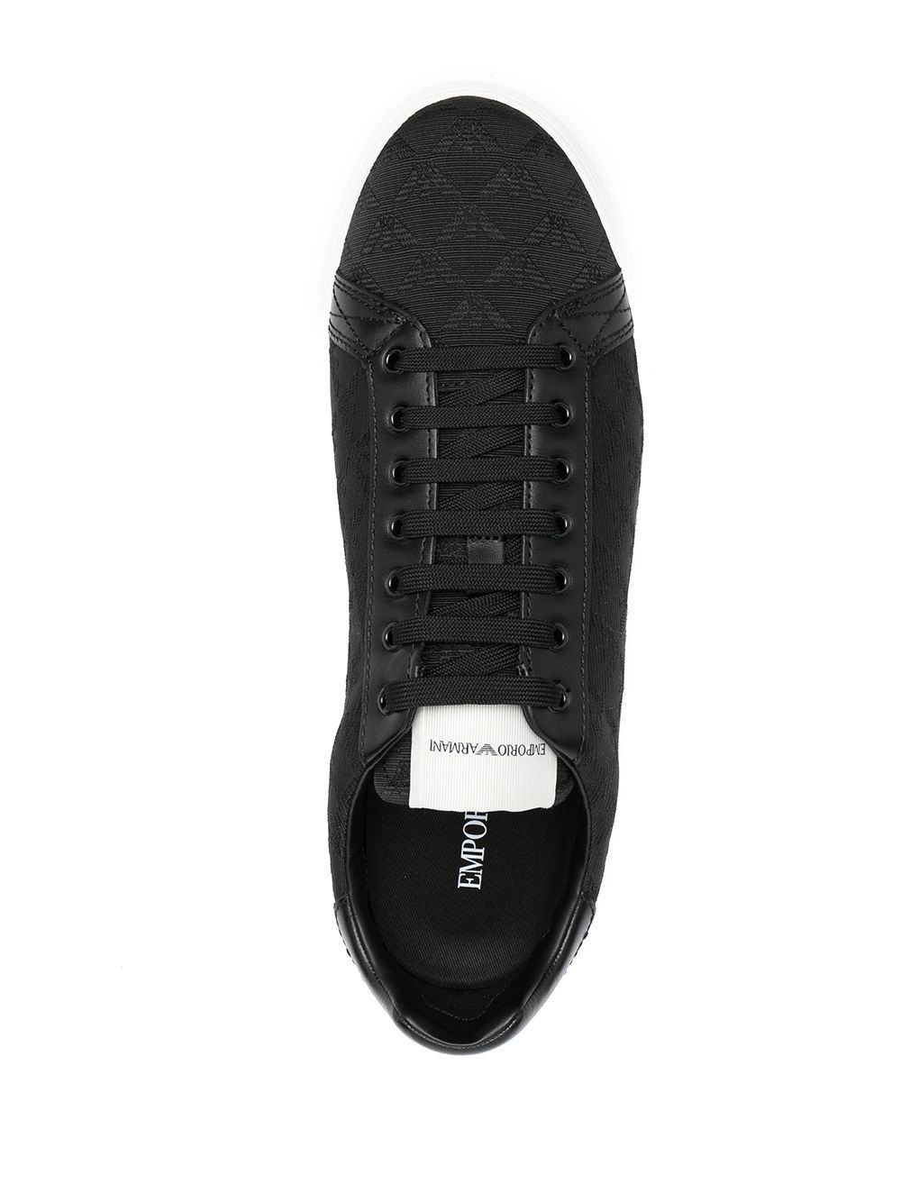 Emporio Armani Nylon Sneakers With Jacquard All-over Eagle In Black