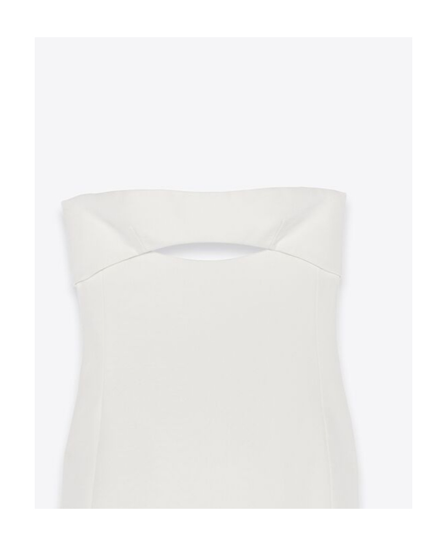 Saint Laurent Viscose Bustier Midi Dress In White