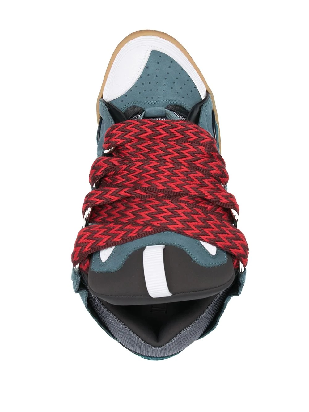 Lanvin Curb Sneakers In Suede And Fabric Color Blue And Red In Blue