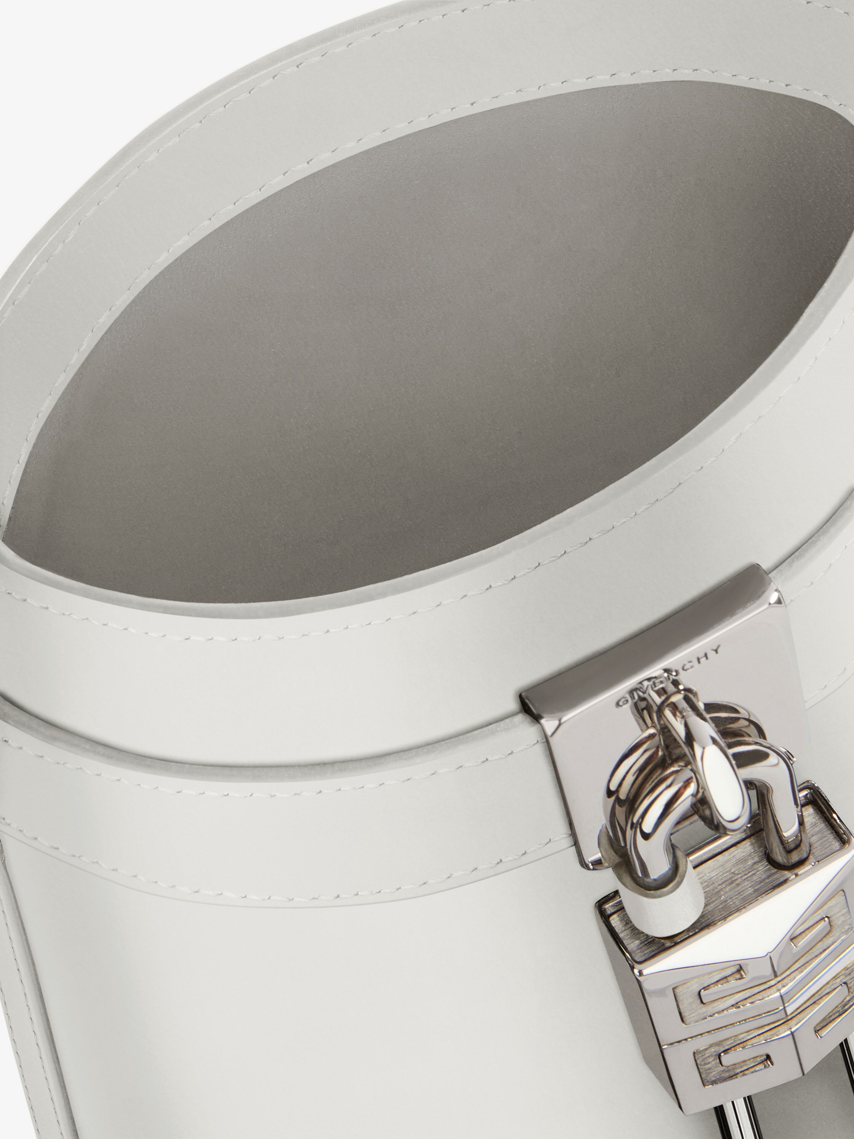 Givenchy Mini Shark Lock Bucket Handbag In White
