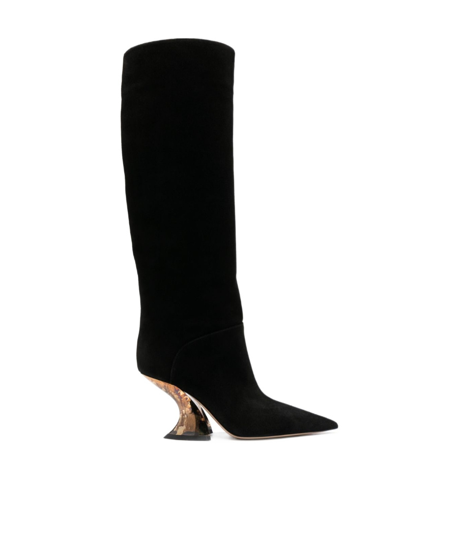 Casadei Elodie 85mm Knee-length Suede Boots In Black