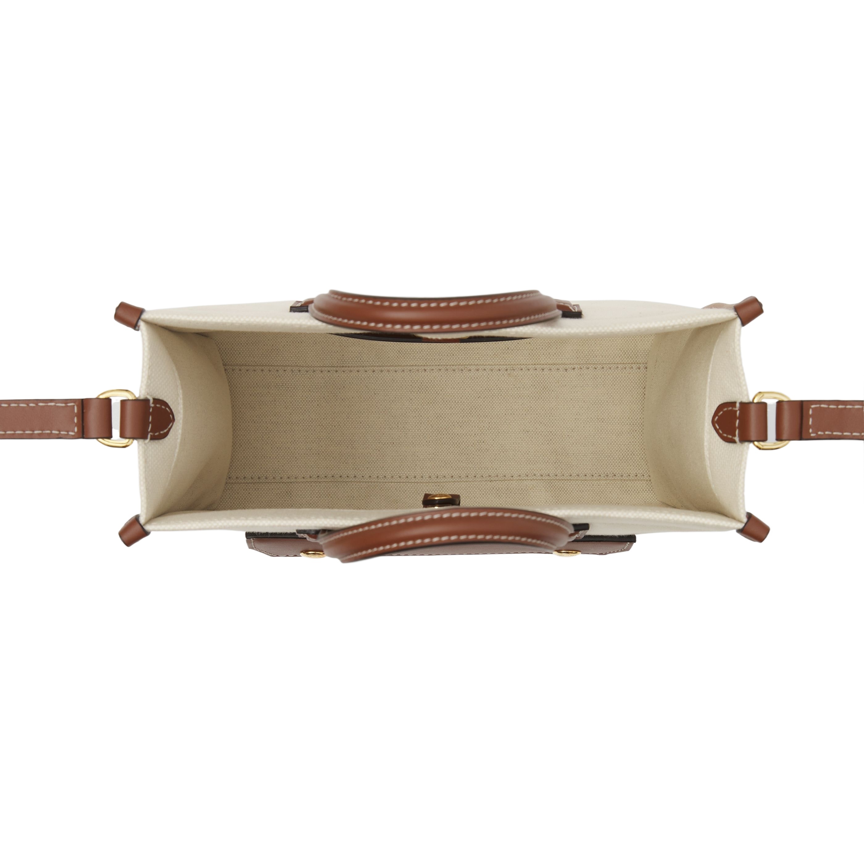 Burberry Frey Rectangular Cotton Shoulder Bag With Leather Trim In Nude