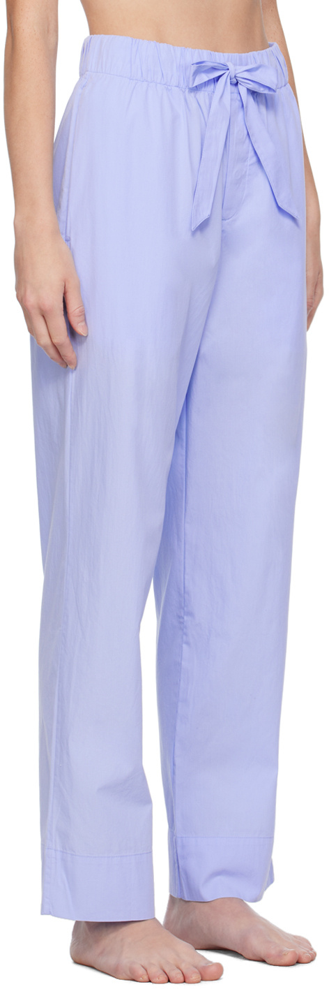 Tekla Organic Cotton Poplin Pajama Pants In Blue