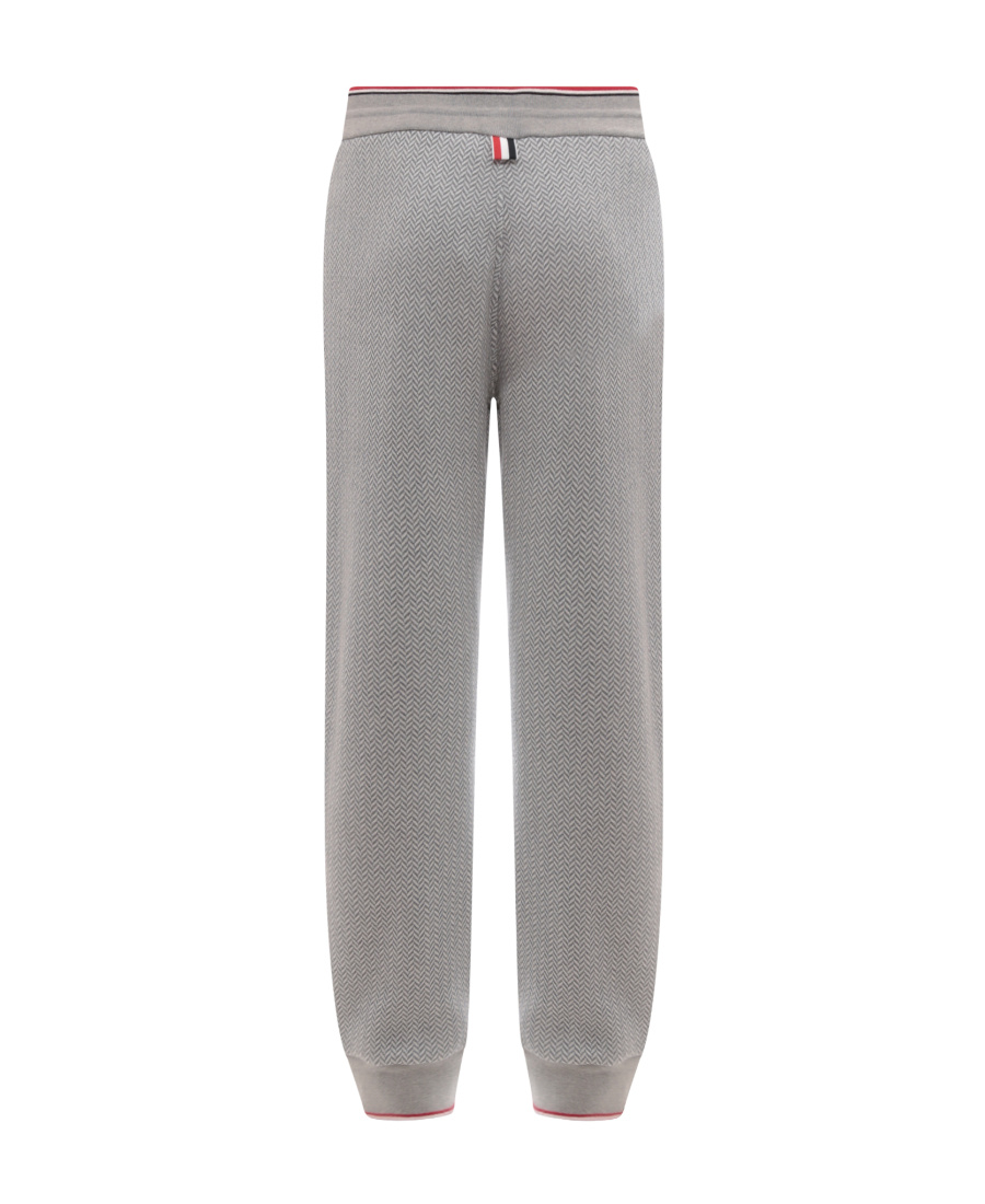 Shop Thom Browne Herringbone-pattern Logo-patch Track Pants In Gray