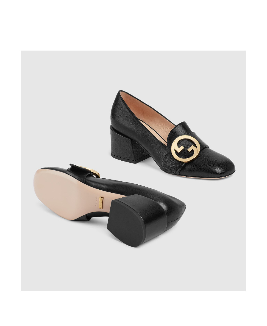 Gucci Blondie 55 Leather Loafer Pumps In Black
