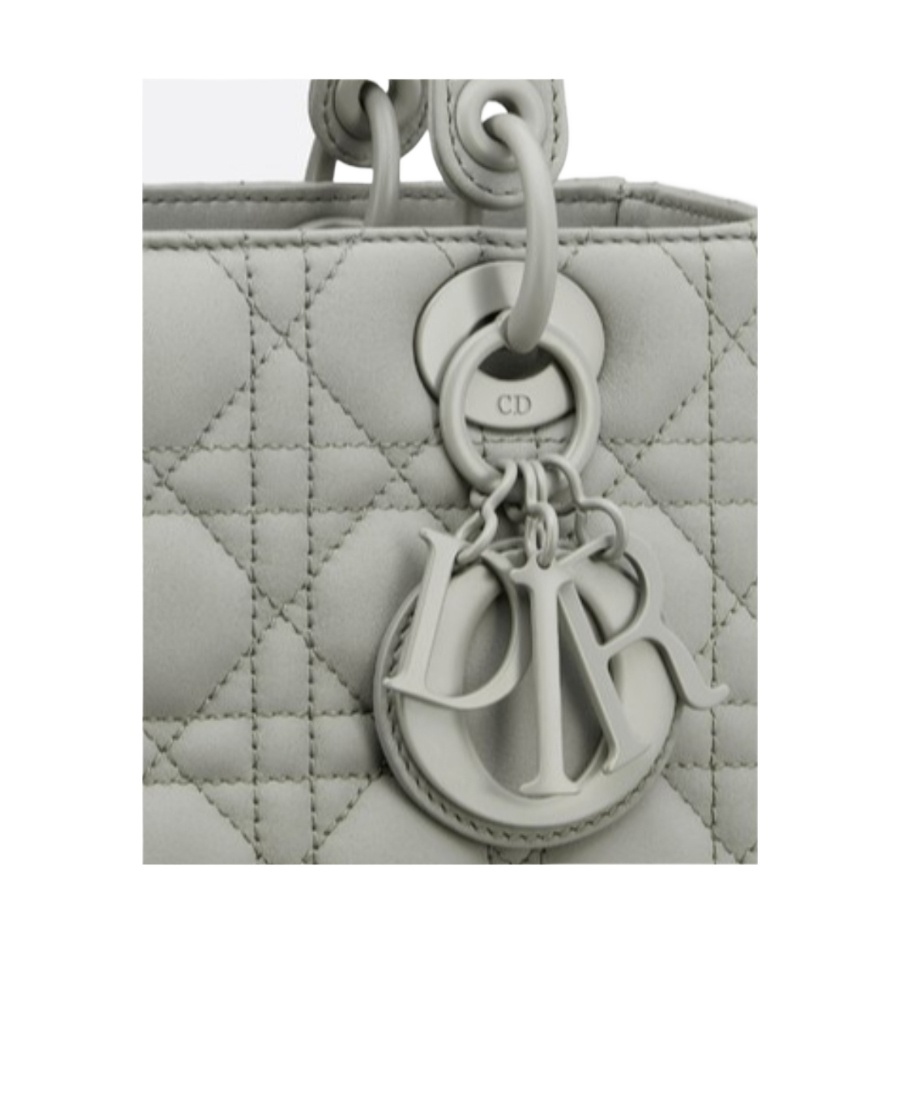Dior Lady Medium Cowhide Leather Handbag In Gray