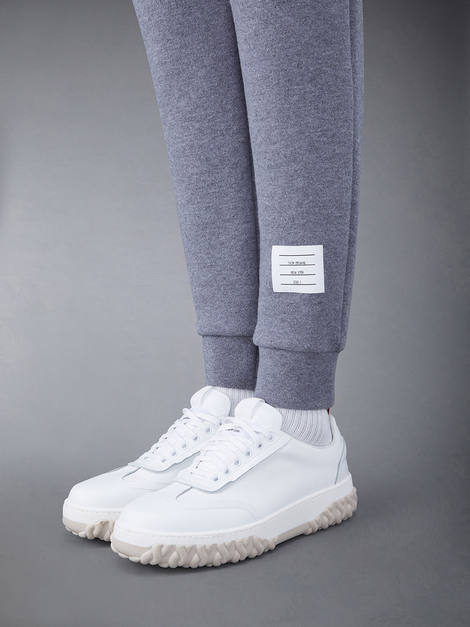 Thom Browne Stripe-detail Wool Track Pants In Gray