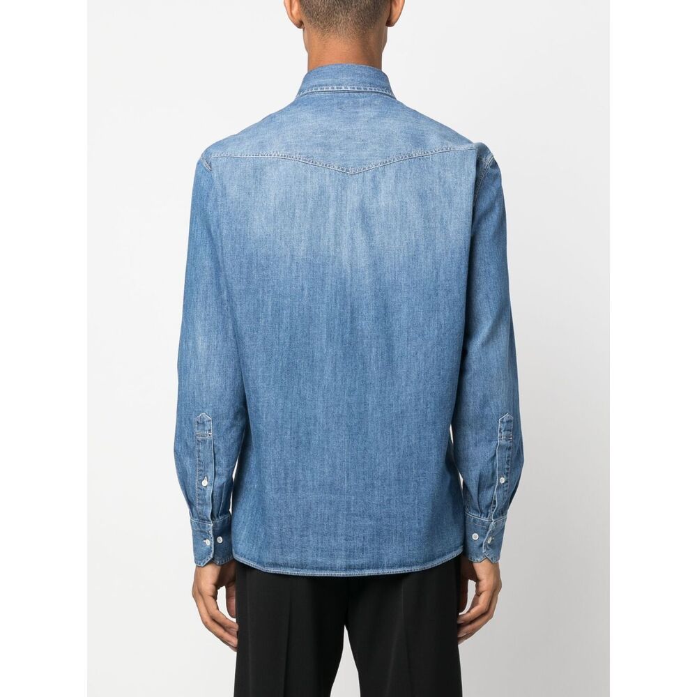 Brunello Cucinelli Button-up Cotton Denim Shirt In Blue