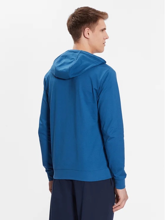 Ea7 Hooded Zipper Sweater In Blue
