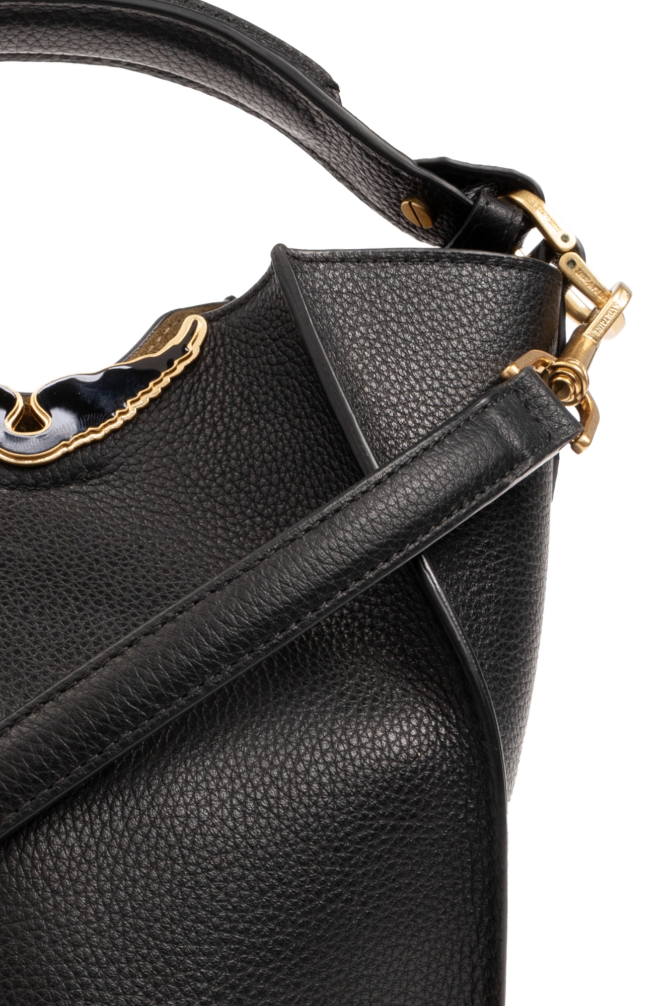 Shop Zadig & Voltaire Borderline Leather Bucket Bag In Black