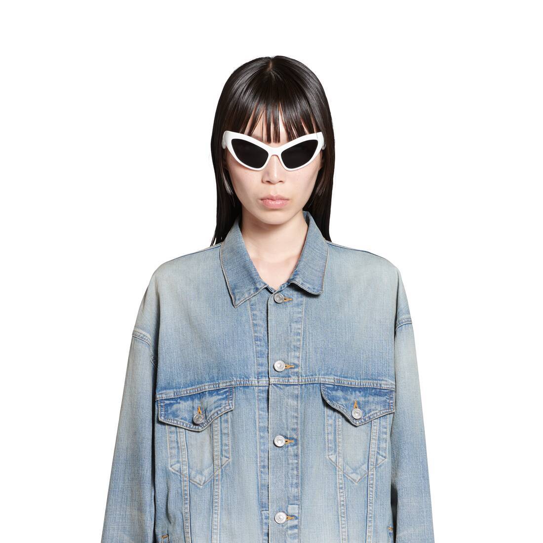 Balenciaga Graphic Printed Denim Jacket In Blue