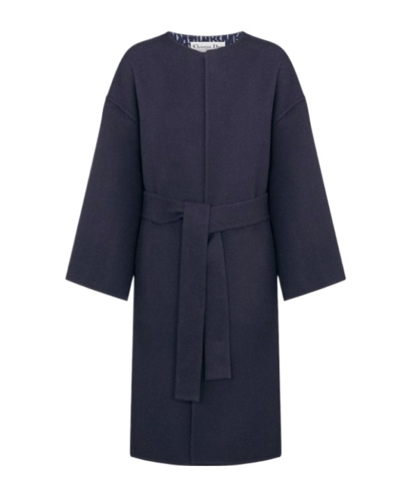 Dior Long-sleeved Belted Coat In Black