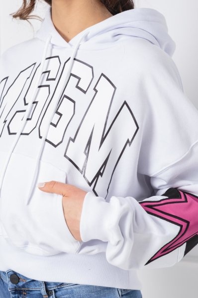 Msgm Logo Hooded Sweater In White