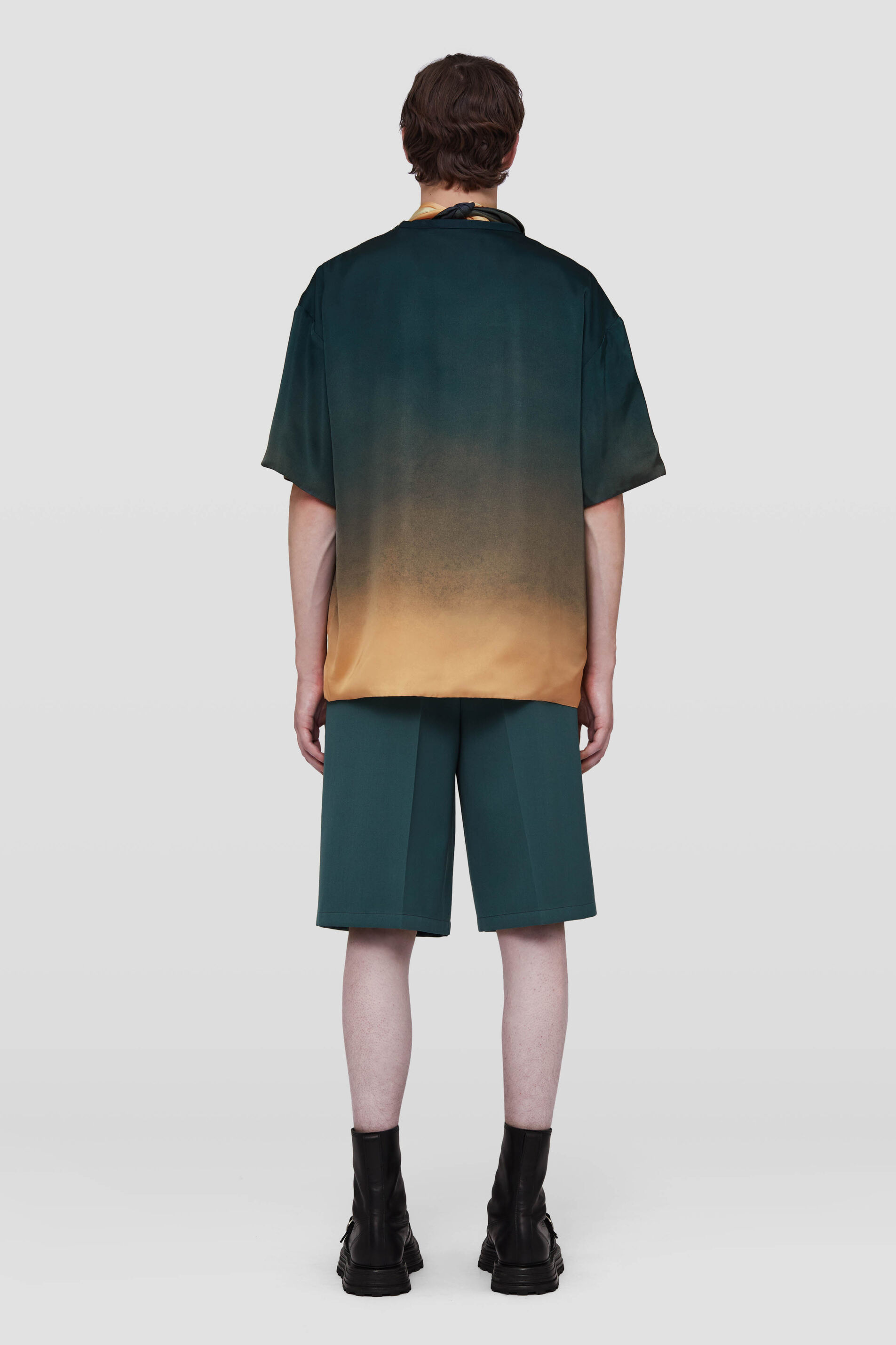 Jil Sander Printed Satin Palm Short-sleeved Top In Green