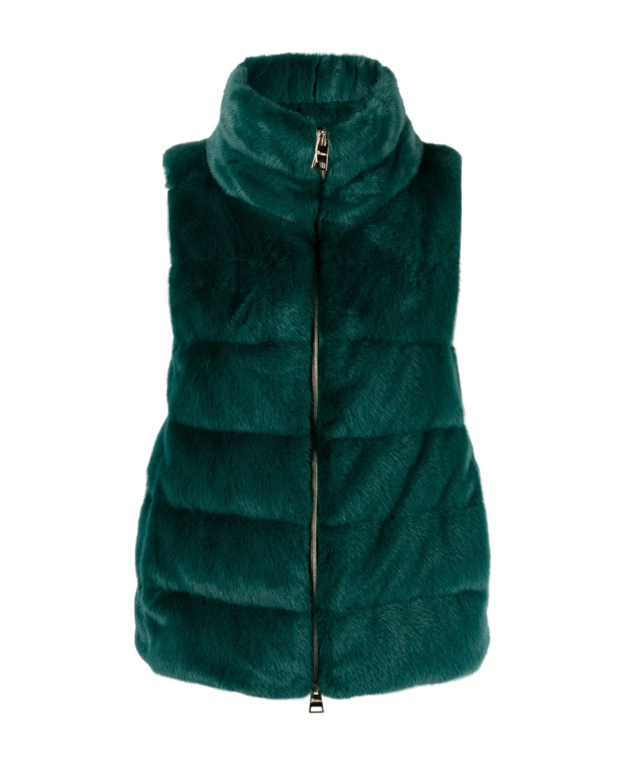 Herno Brushed-effect High-neck Gilet In Green