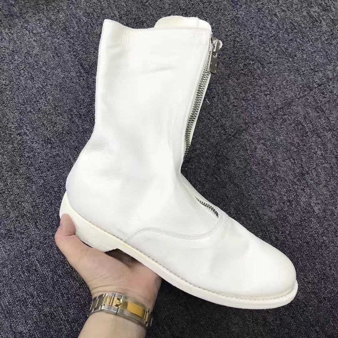 Guidi 310 Front Zipper Boots In White